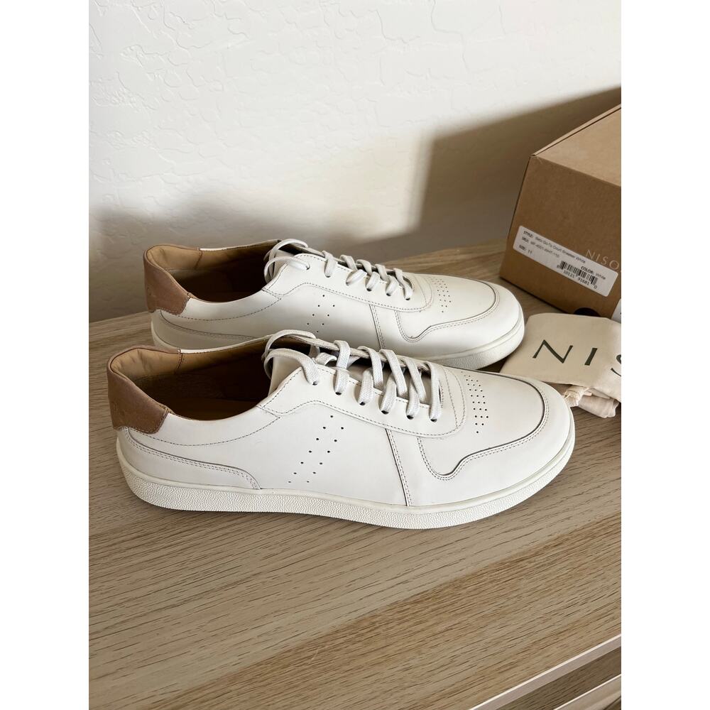 Nisolo Beto Go-To Court Sneaker Size 11 White Leather Low Top Men's NEW in Box
